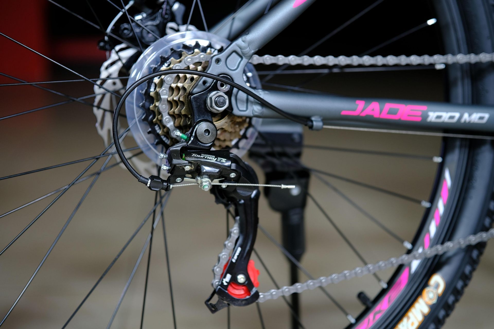Задний переключатель Shimano Tourney TZ-500 HOKE Jade 100 MD матовый серый-розовый 19