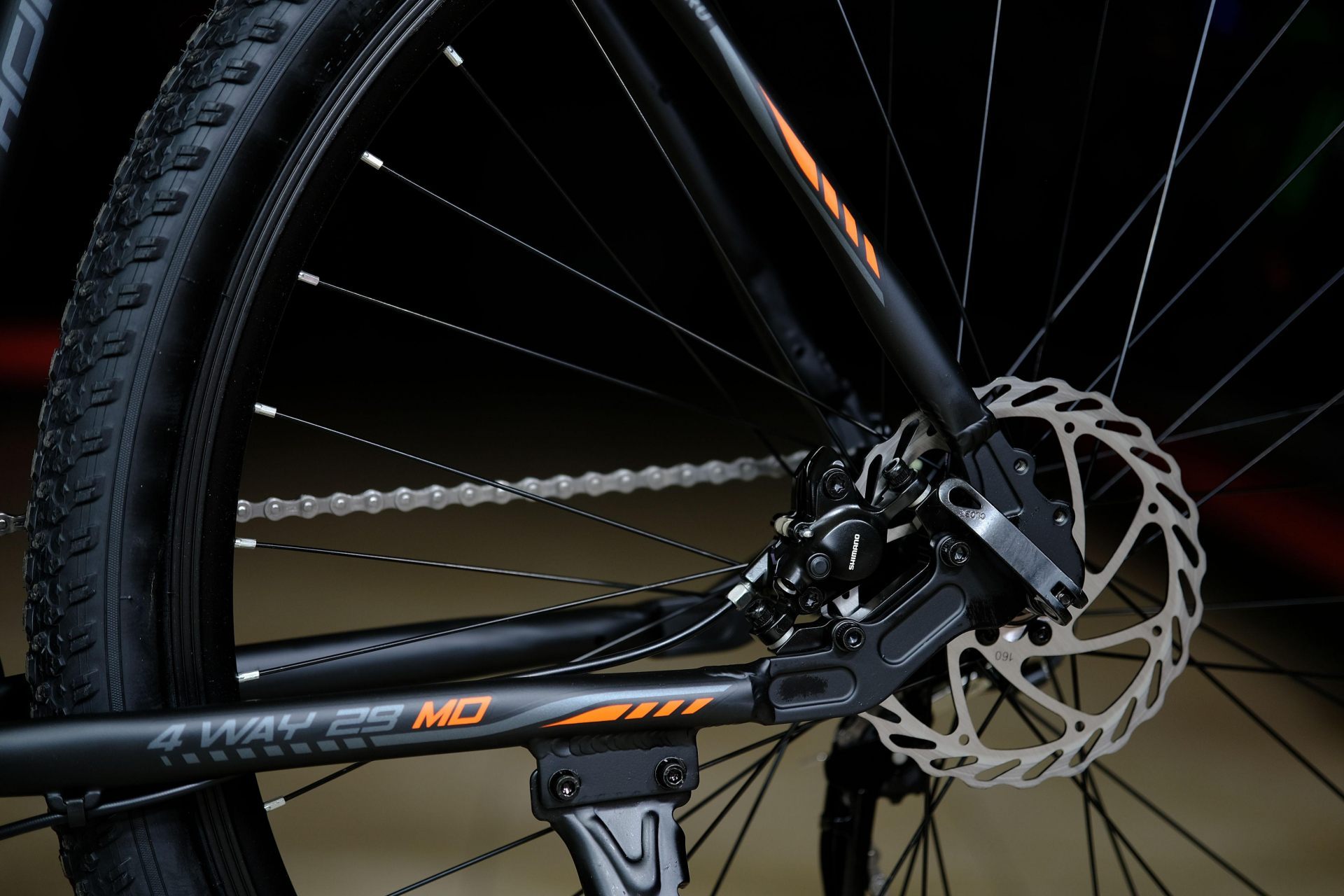 Тормоз дисковый гидравлический Shimano MT200 160мм HOKE 4 Way 29 HD матовый чёрный-оранжевый 19